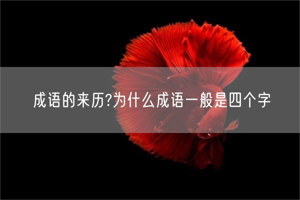 成语的来历?为什么成语一般是四个字